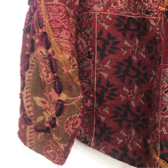 Multiples Colorful Embroidered and Patterned Asymmetrical Statement Jacket - Picture 13 of 16